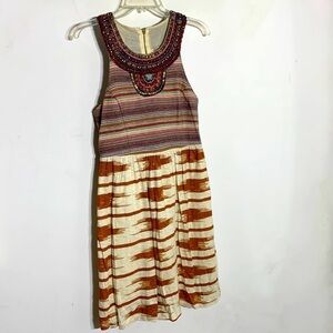Lucky brand bohemian woven print sleeveless mini dress halter neck small